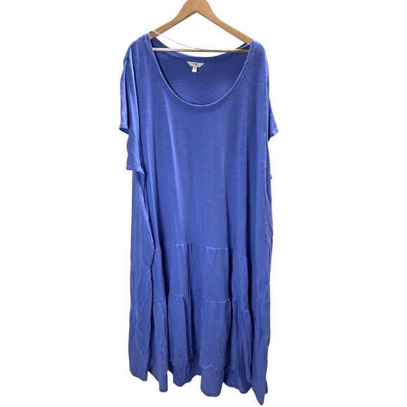 Terra & Sky Dress Women's Size 4X Purple Tiered Knit Maxi Jacaranda Cotton - Picture 1 of 7